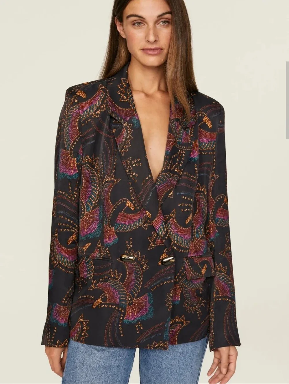 House of Harlow 1960 Black Paisley Printed Blazer - Picture 3 of 10